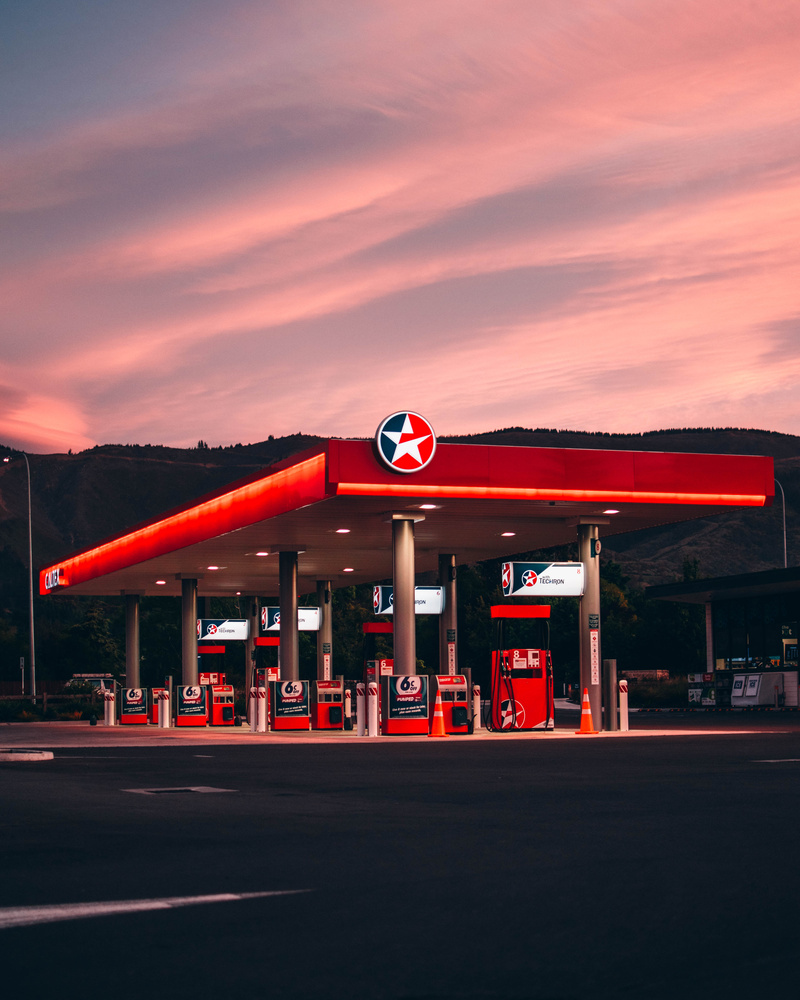 Red Caltex Gas Station during Golden Hour